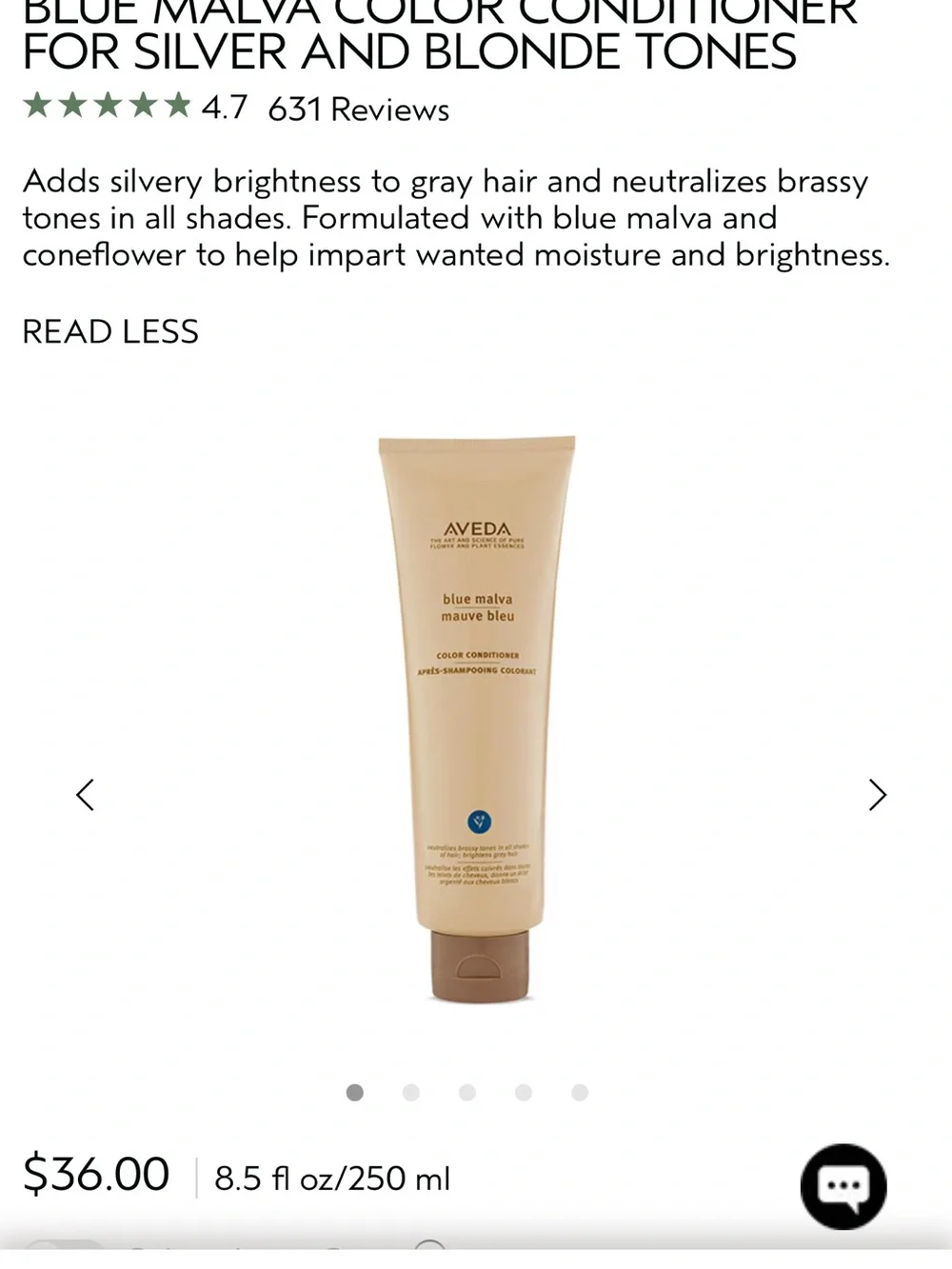 New Aveda BLUE MALVA COLOR CONDITIONER FOR SILVER AND BLONDE TONES - Picture 6 of 6